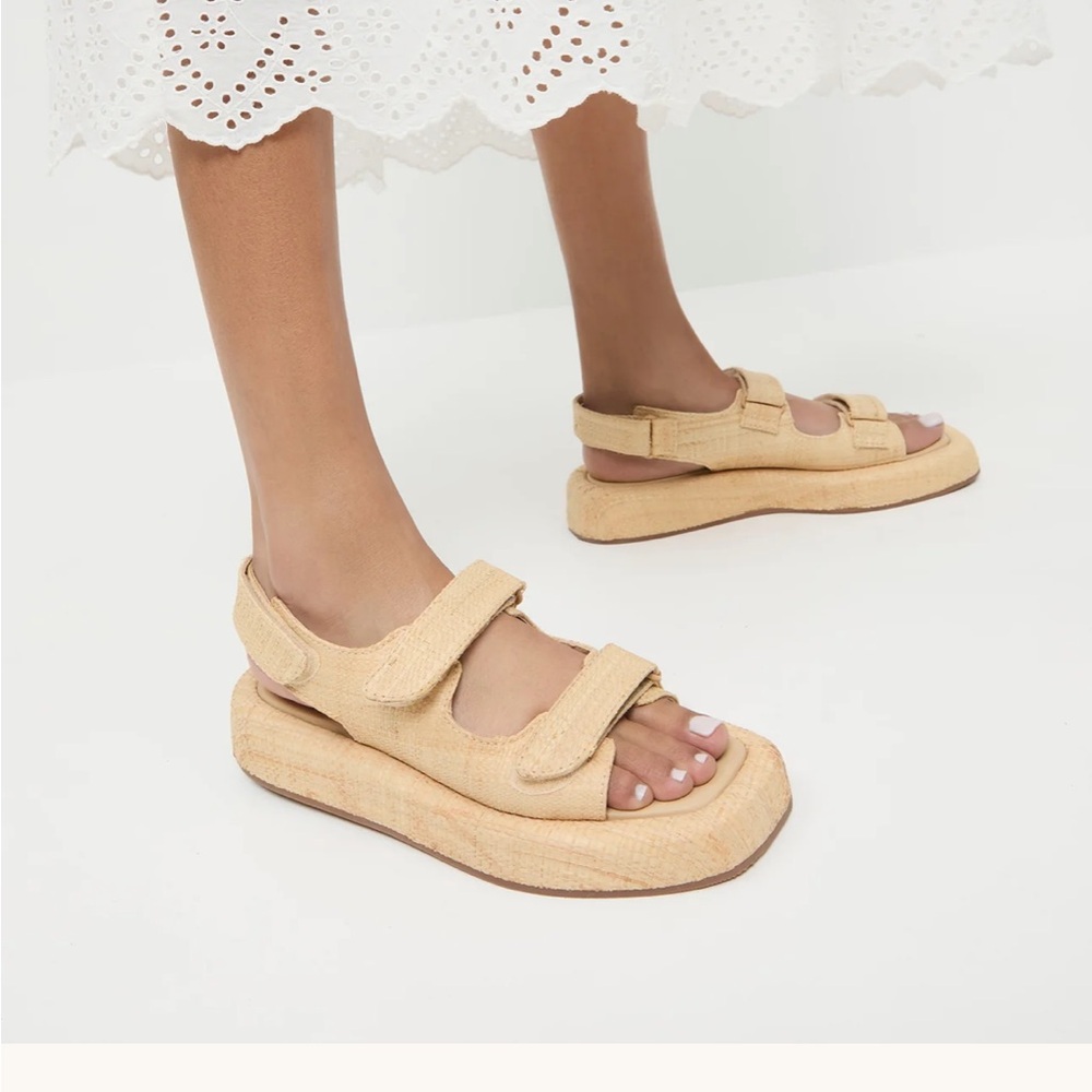 Loeffler Randall Blaise Natural Raffia Platform Sandal